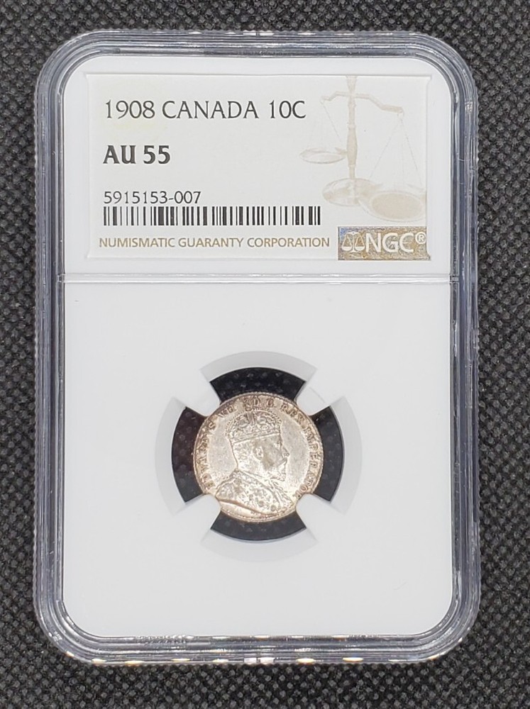1908 Canada 10 Cents | NGC AU55