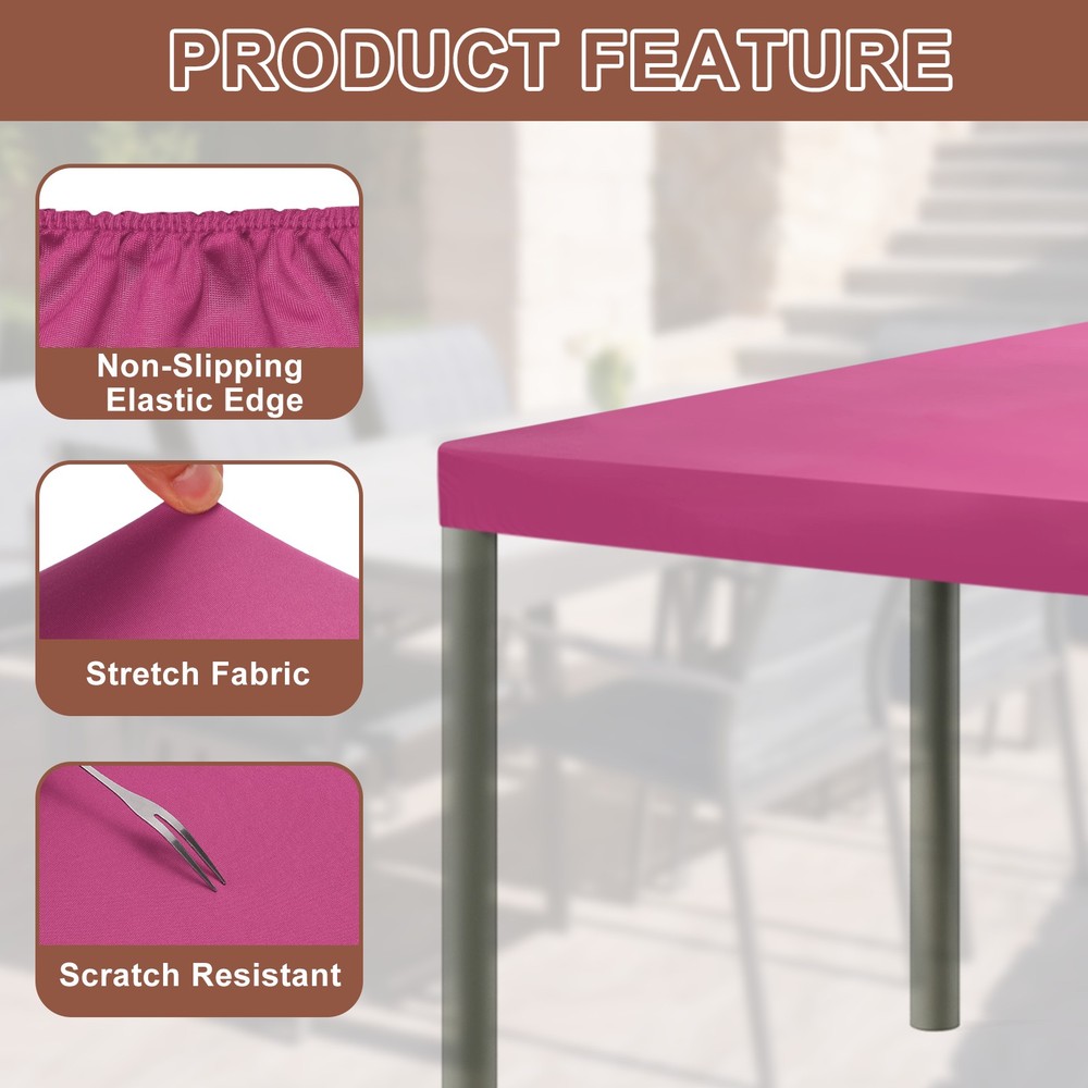 Fitted Tablecloth Fit 4ft Rectangle Table, Table Cover (48"x23", Rose Red)