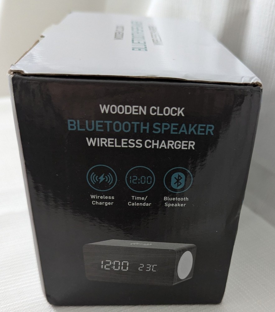 Wooden Clock Bluetooth Speaker Wireless Charger