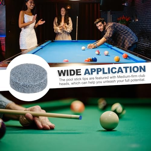 Billiard Pool Cue Tips, Pool Cue Tips Replacement Kit Cow Leather 12mm Grey