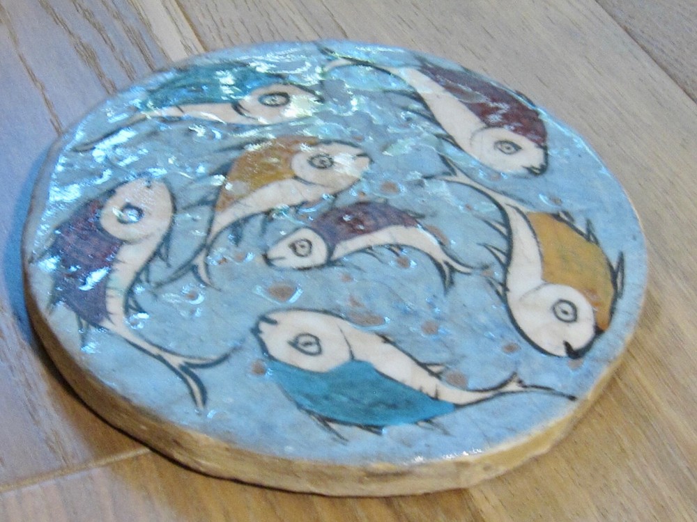 Antique Armenian Polychrome Glazed Tile, from Jerusalem