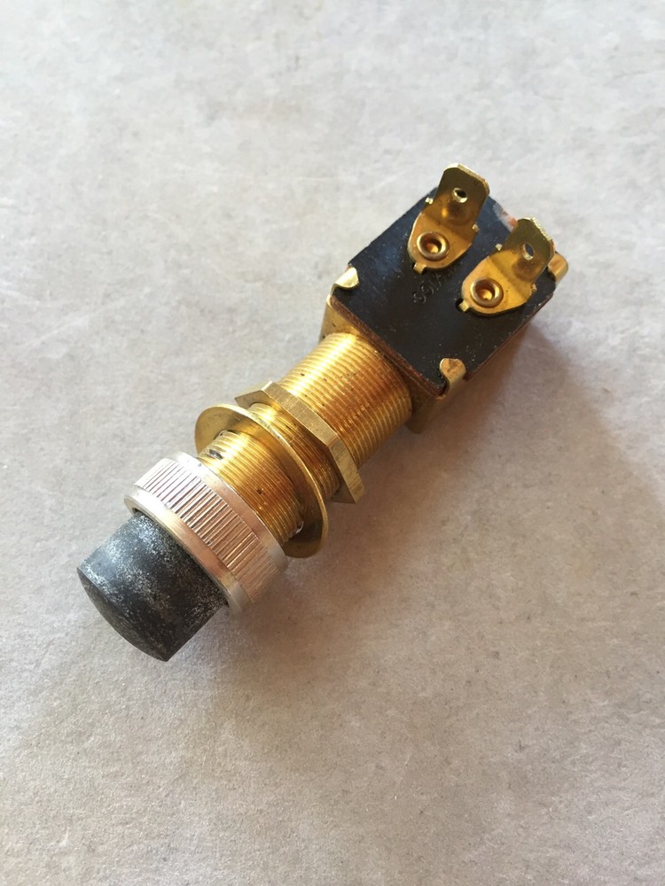BOAT PUSH BUTTON SWITCH~ON-OFF~HORN~START~BRASS~12 Volt