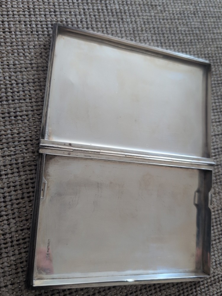 ANTIQUE ETCHED SILVER CIGARETTE CASE STERLING SILVER 950