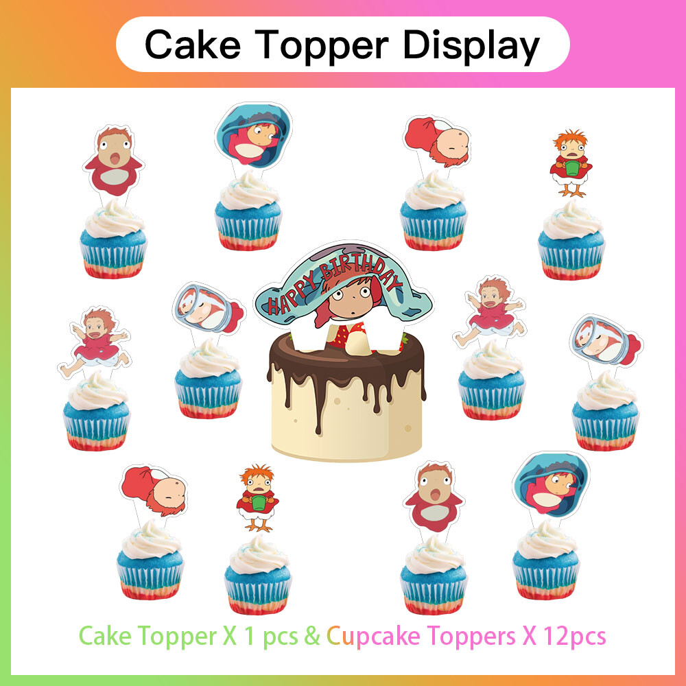 Ponyo Birthday Party Supplies Set Plates Balloons Cake Toppers for Kids