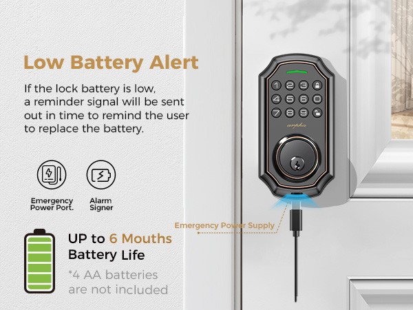 Arpha Smart Front Door Smart Lock WiFi Keypad Alexa Google App Control Auto Lock