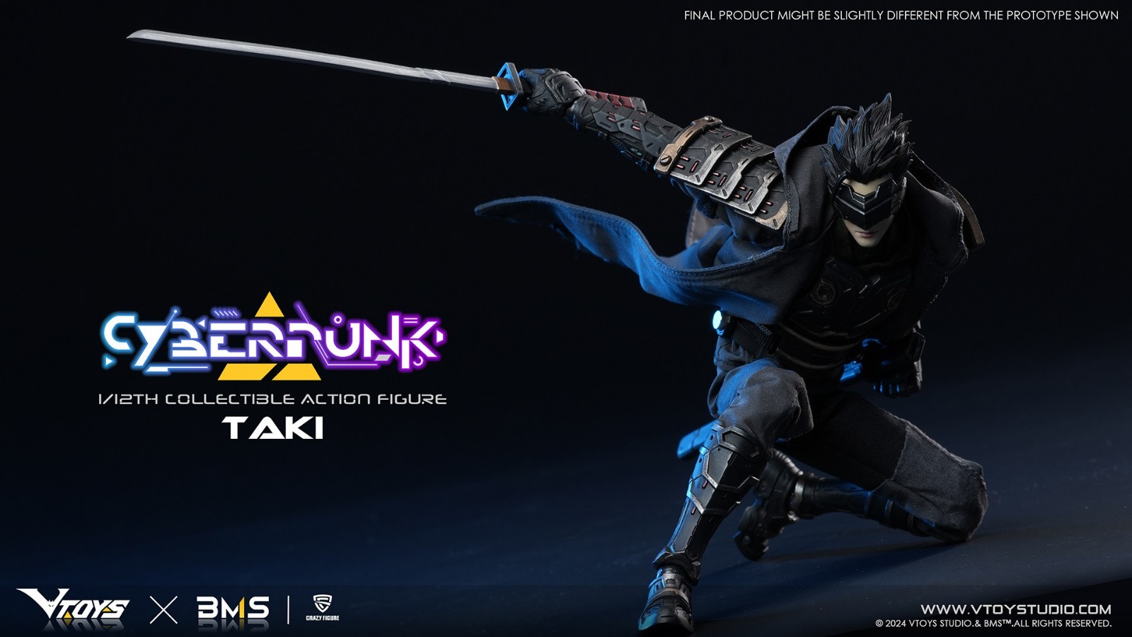 VTOYS X BMS 1/12 VSD010 Cyberpunk Samurai Taki Action Figure Collection Model