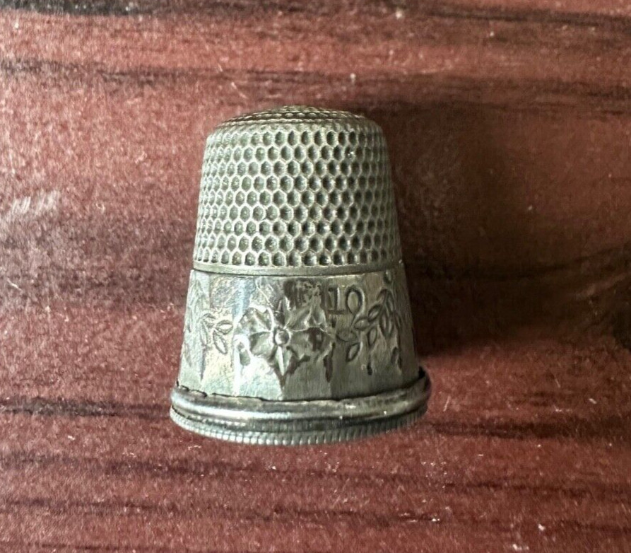 Antique Sterling Silver Thimble size 10
