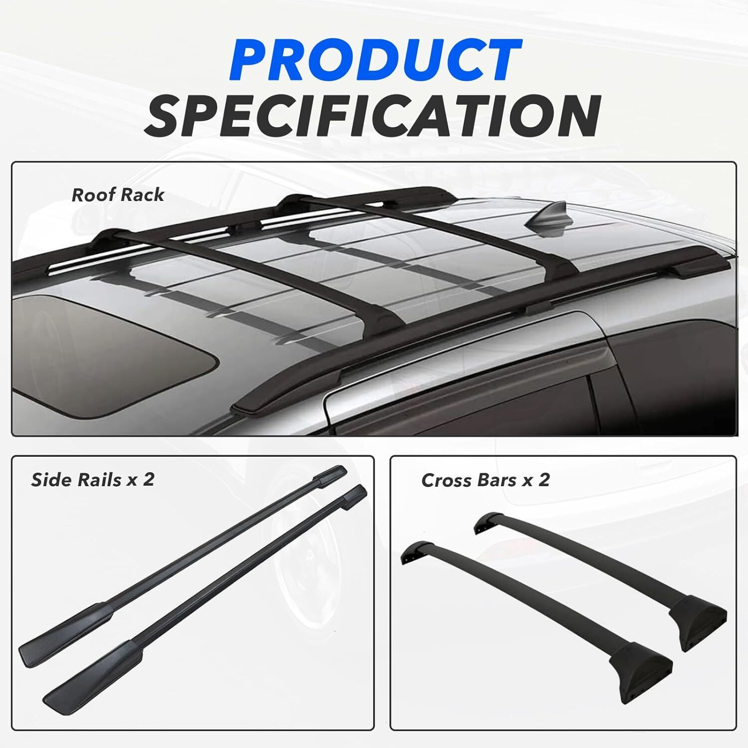 Roof Rack Cross Bar + Roof Side Rail For 2018-2024 Honda Odyssey Luggage Carrier