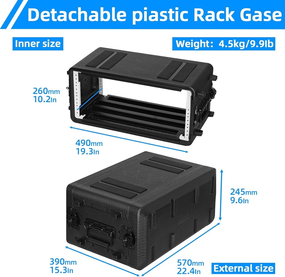 4U Rack Case Shallow 12" Depth, 19" Rackmount Flight Case