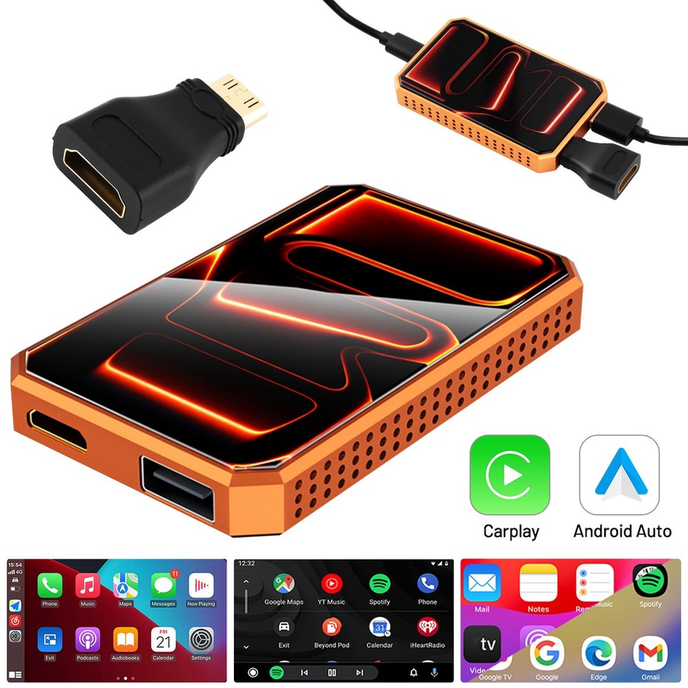New Wireless CarPlay Android Auto Adapter w/ Android 13 System 4K HDMI Output