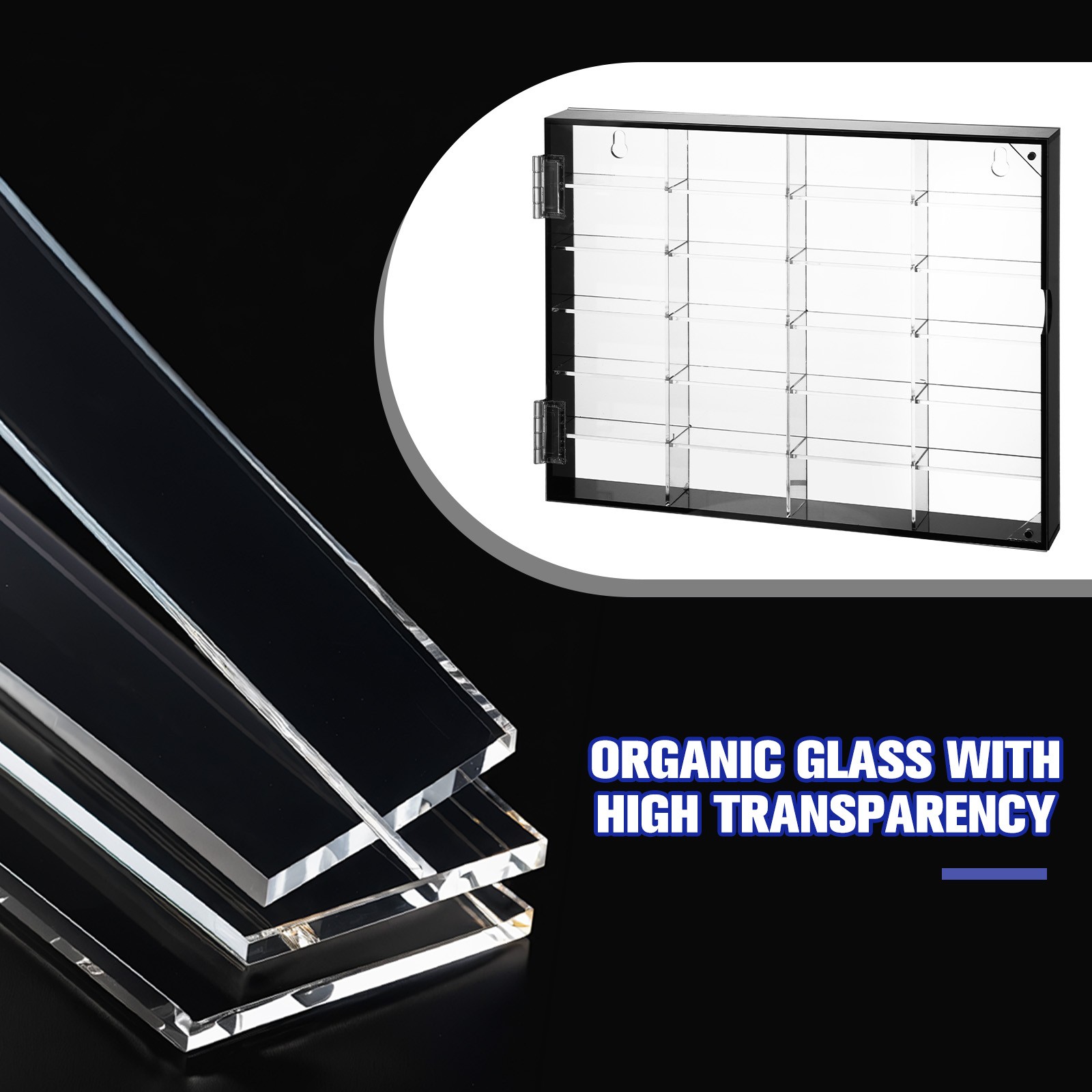 24-Slot 1/64 Scale Toy Car Display Case for Hot Wheels Matchbox w/ Magnetic Door