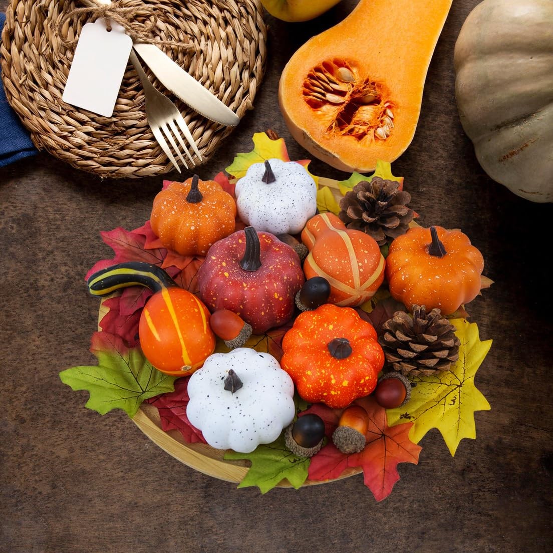 36PCS Mini Artificial Pumpkins Fall Decor Set - Realistic Small Mini, Style 2