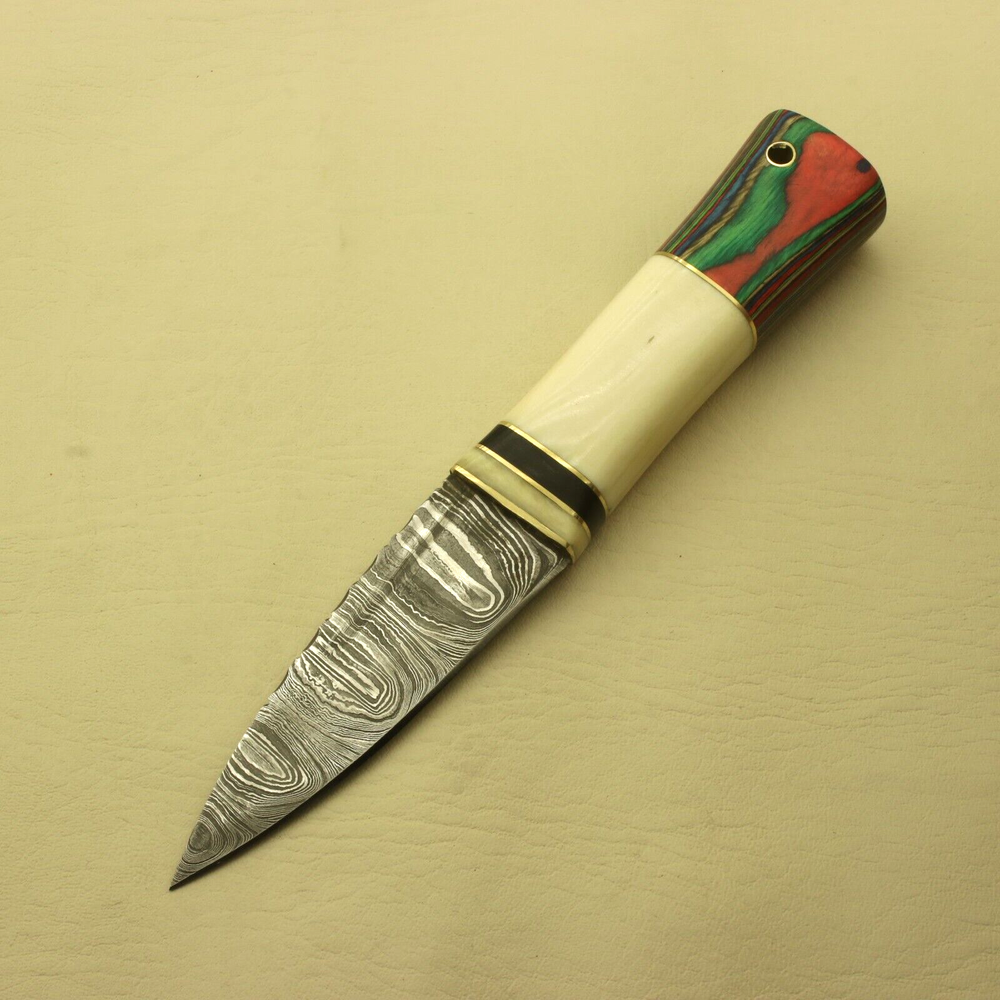 8 inches Celtic Scottish Dirk SGIAN DUBH DAGGER Bone Handle Knife.