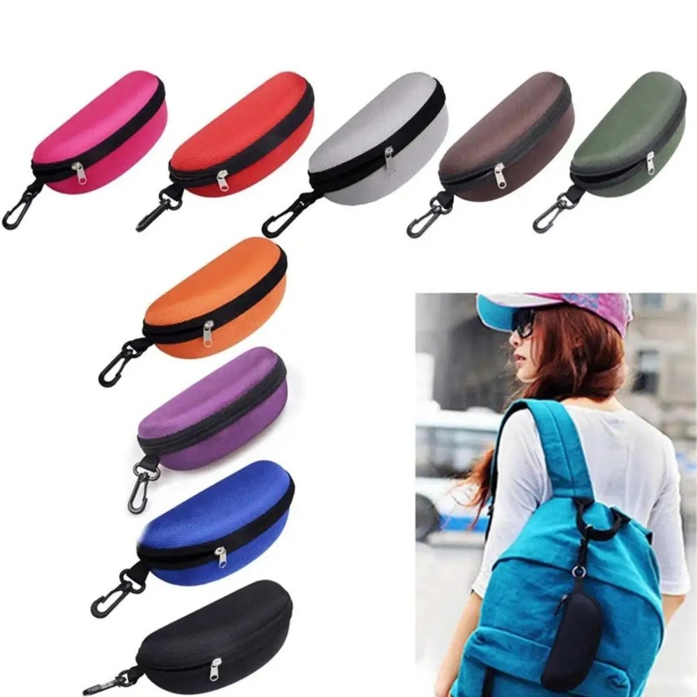Sunglass Case Hard Protector with Hook & Zipper Eyeglasses Pouch Glasses Box 1pc