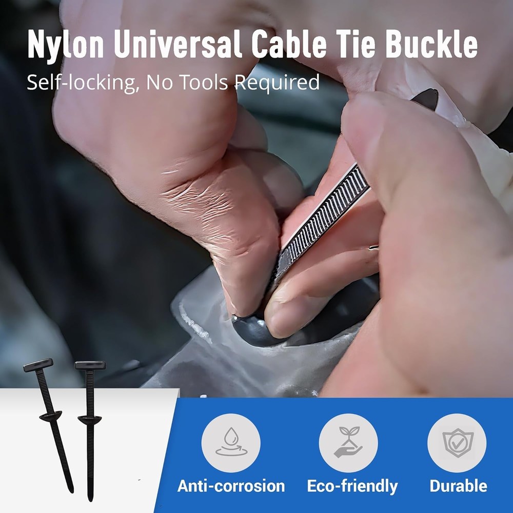 100PCS Self-Locking Nylon Zip Ties Holder Nylon Universal Cable Tie Buckle