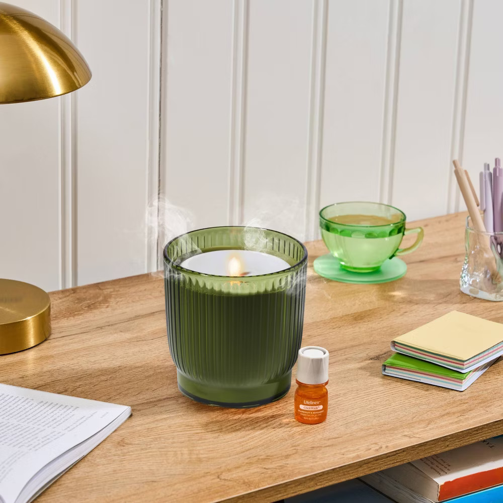 Lifelines Ribbed Olive Flameless Candle Diffuser