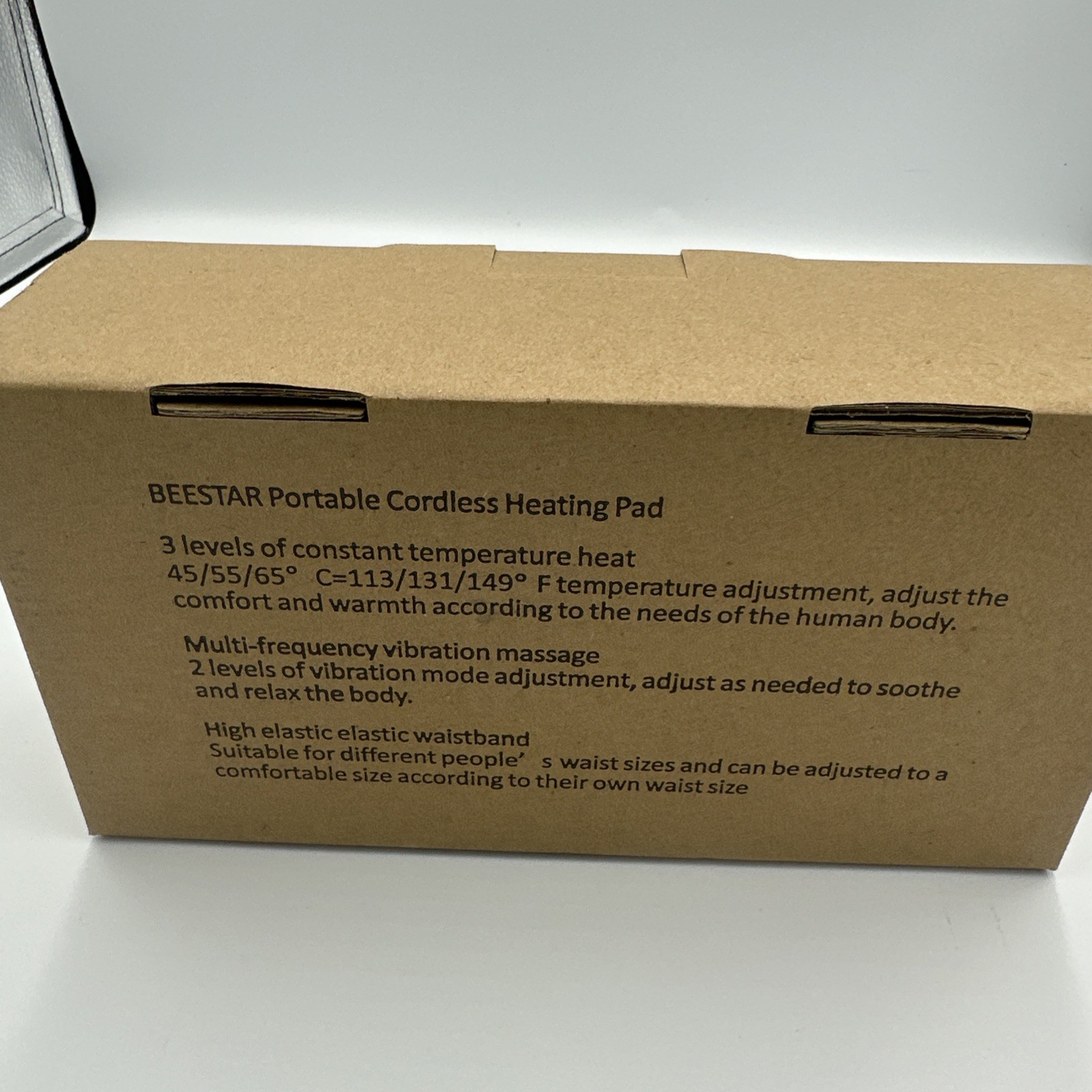 NEW Beestar Portable Cordless Heating Pad–Vibration & Heat Massage Belt Open Box