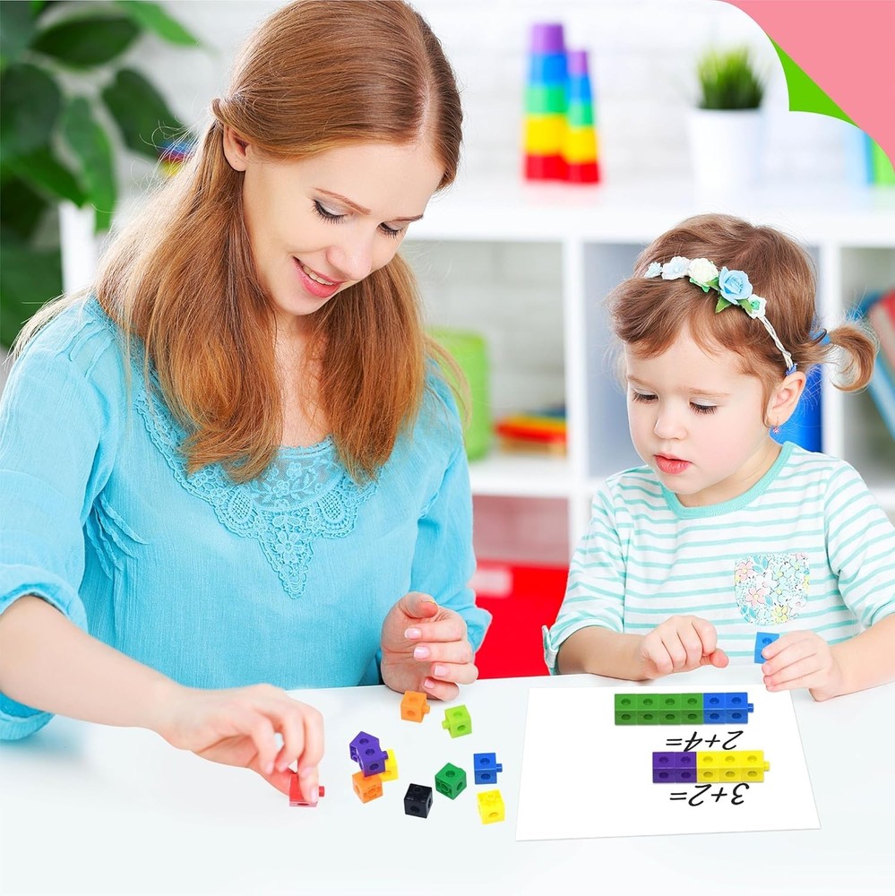 Quality 100 Math Linking Cubes for Early STEM Learning - Safe & Durable
