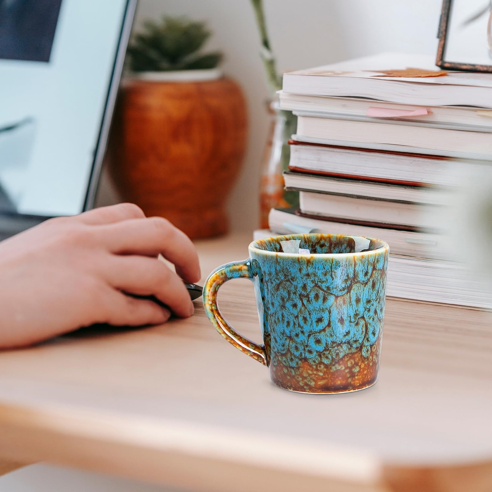 4.2 oz Espresso Cups Set of 2, Ceramic Coffee Mugs Demitasse Cups, Small Espr...