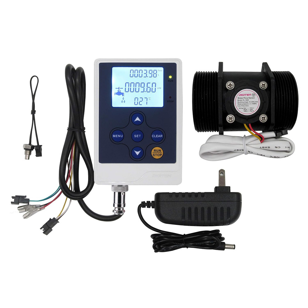 Water Flow Control LCD Display+G2"Flow Sensor Meter+12V Power
