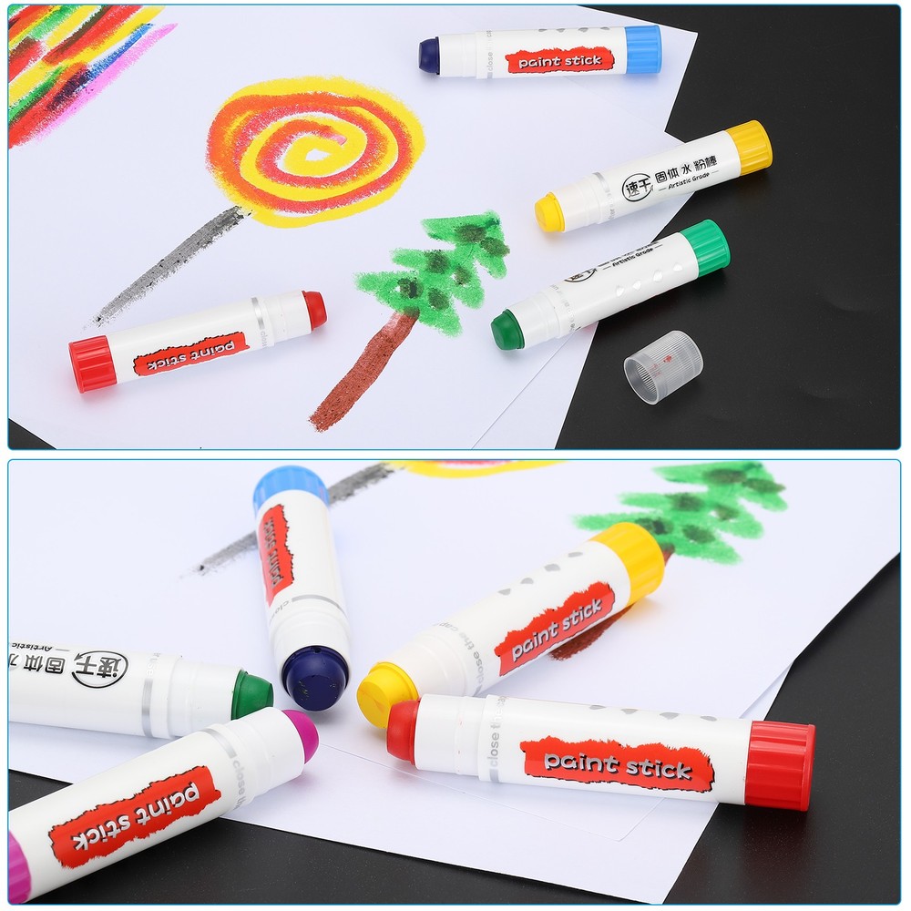 Solid Tempera Paints, 6 Pcs Washable Paint Sticks Paint Pens, Gray