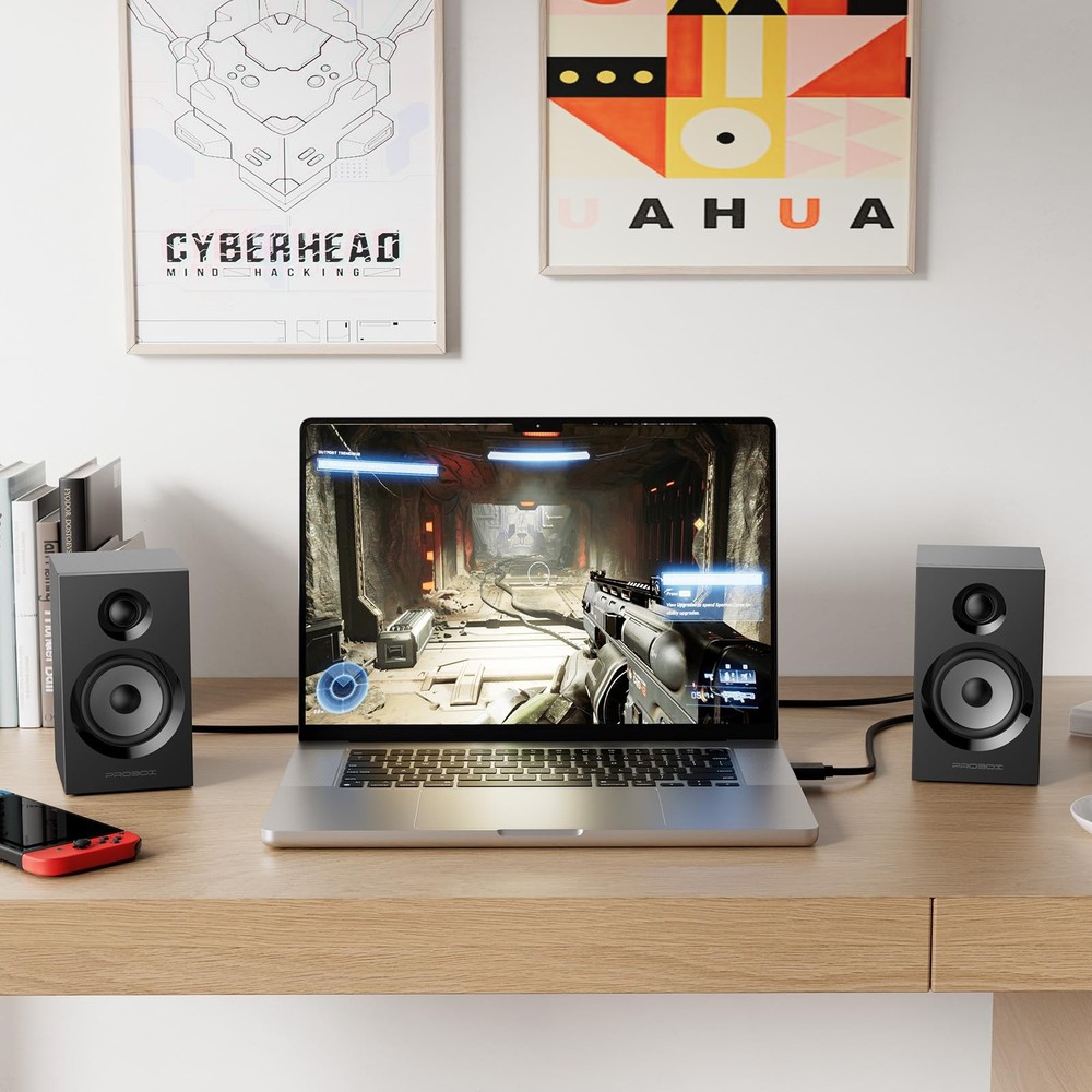 Powered Bookshelf Speakers HiFi Computer Gaming Monitors with Bluetooth 5.3 &...