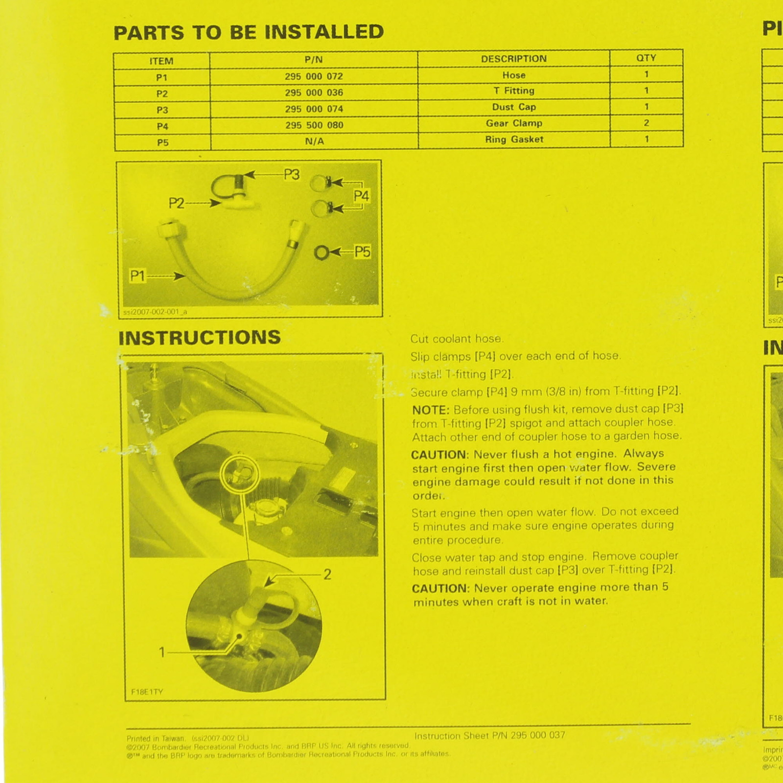 Sea-Doo New OEM Flush Kit, 295500068
