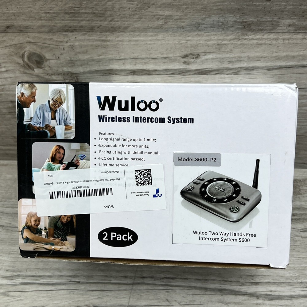 Wuloo S600-P2 Black Gray Full Duplex Wireless Intercom System 2 Pack NEW