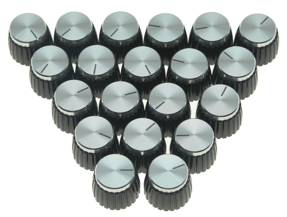 KAISH 20x Guitar AMP Amplifier Knobs Black/Silver Cap Push on Knobs for Marshall