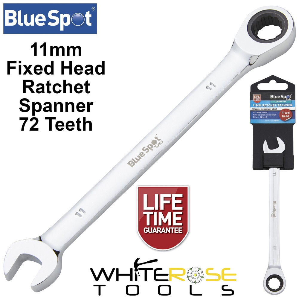BlueSpot Ratchet Spanner Combination Fixed Head Chrome Vanadium 11mm 72 Tooth