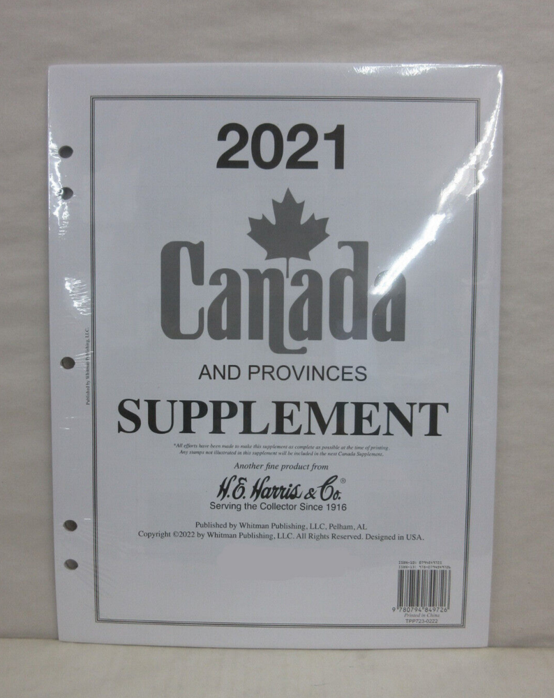 2021 H.E. Harris Canada and Provinces Stamp Supplement for Canadian Stamps