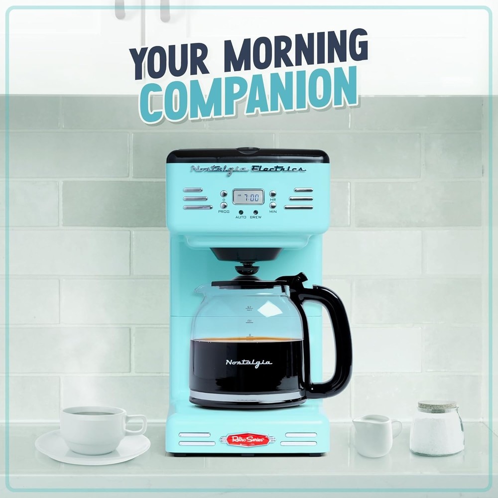 Retro 12-Cup Programmable Coffee Maker With LED Display, Automatic Shut-Off &...