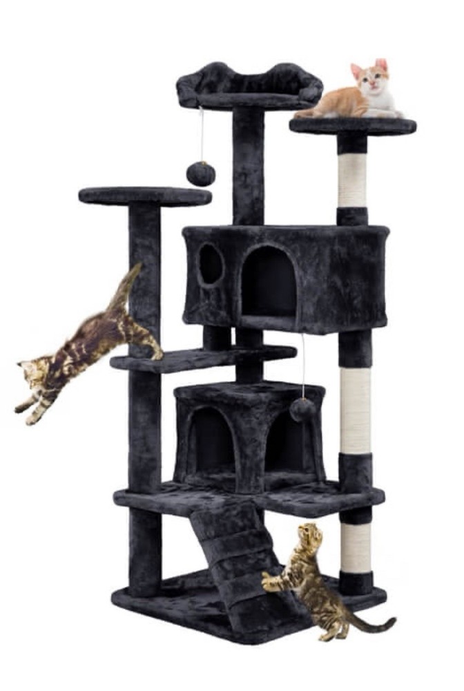 Yaheetech 54in Cat Tree Tower Condo w/ Kitten-ear Perch, Scratching Posts