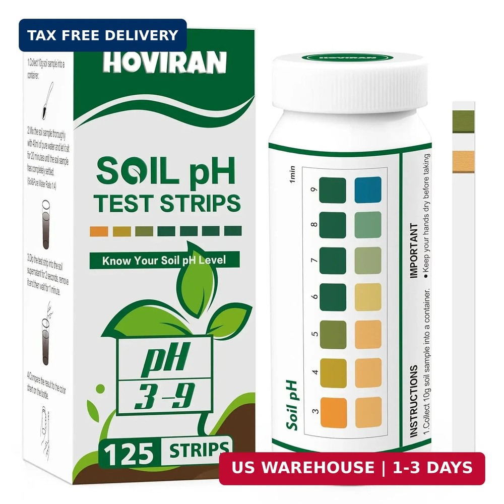Soil pH Test Kit，125 Soil pH Test Strips- (3-9 Range) Quick & Accurate Soil Test