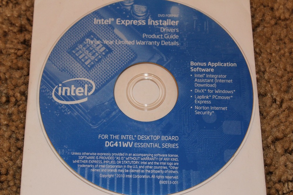 Intel Express Installer Driver DVD Format for Intel Desktop Board DG41WV Series