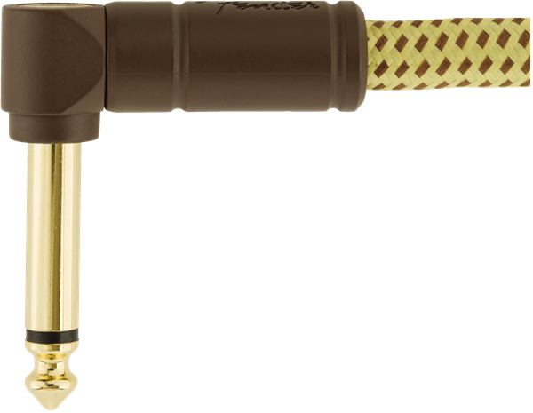 Fender Deluxe TWEED Electric Guitar/Instrument Patch Cable, Right-Angle, 1' ft