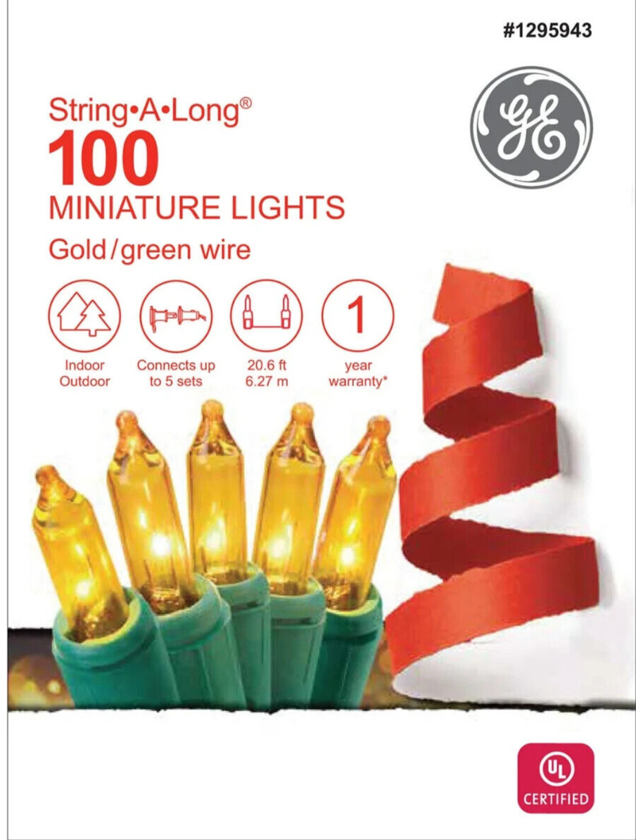 GE String A Long 100 Count 20.6 ft GOLD Incandescent Christmas String Lights
