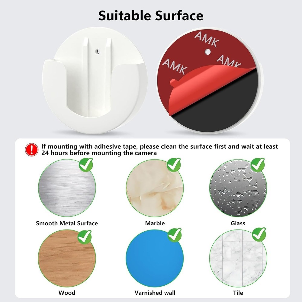 Adhesive Wall Mount Bracket for Ring Indoor Cam - Effortless Installation 2 Pack