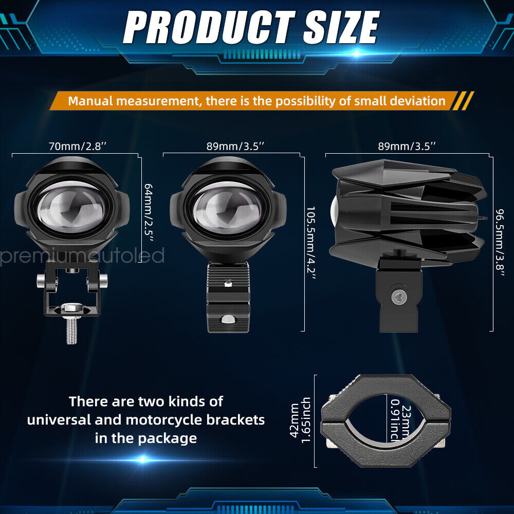 2Pc 3inch LED Spot Work Light Fog Lamp Driving Headlight Yellow White Motorcycle