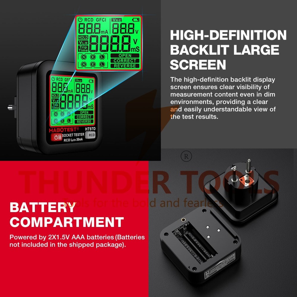 Thunder Tools HABOTEST HT97D Digital Socket Tester Voltage Test