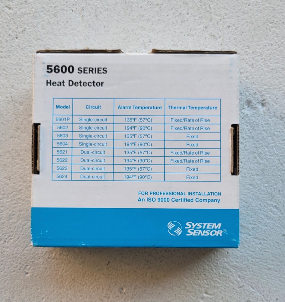 System Sensor Model No, 5601P Heat Detector, New Open Box
