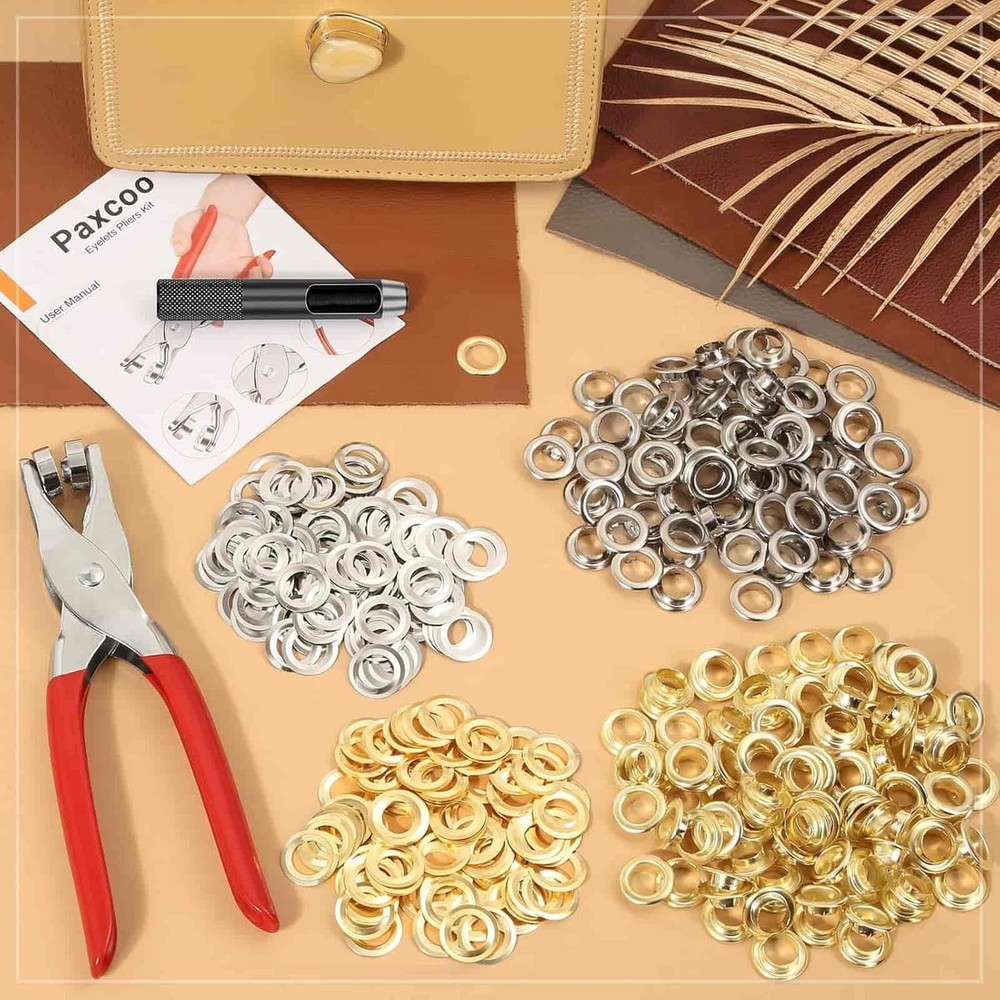 643Pcs Grommet Tool Kit 1/2 643pcs Inch (Inside Diameter), Silver, Gold