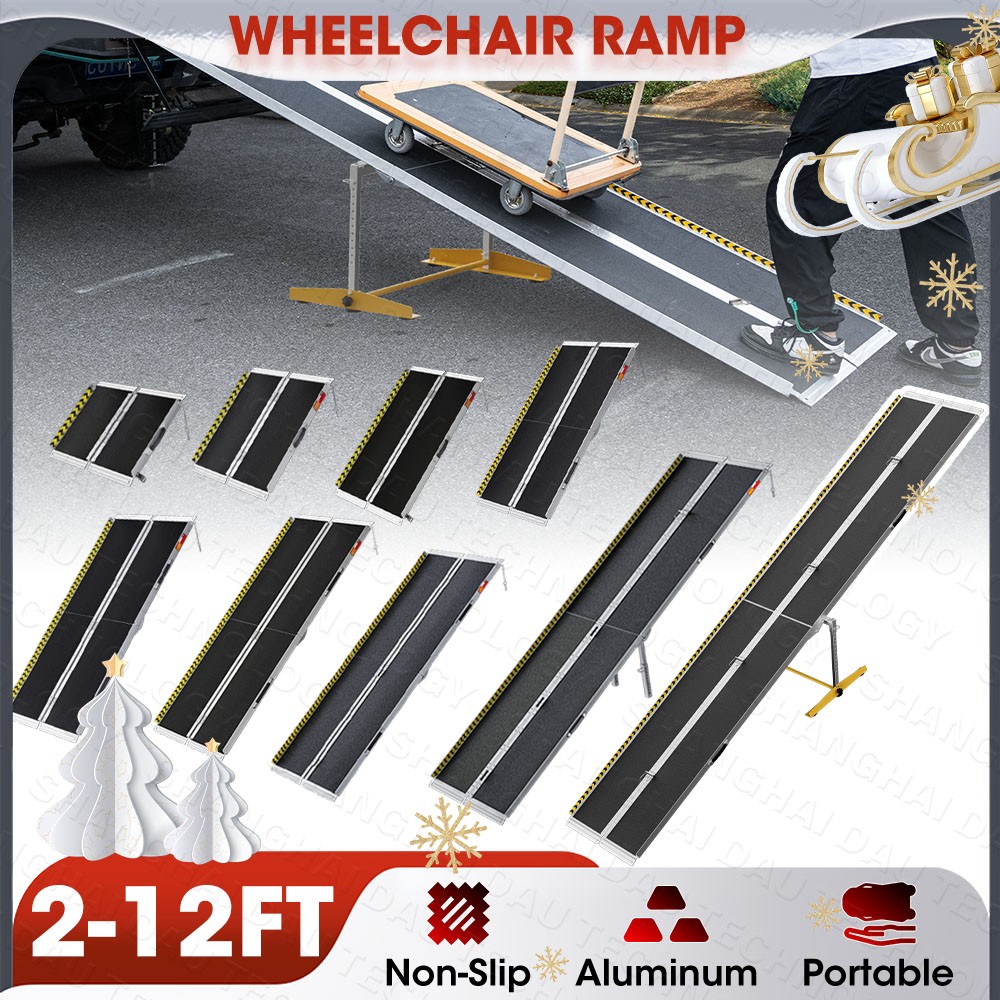VNN 2-12 FT Folding Aluminum Wheelchair Ramp Portable Mobility Scooter Non-Slip