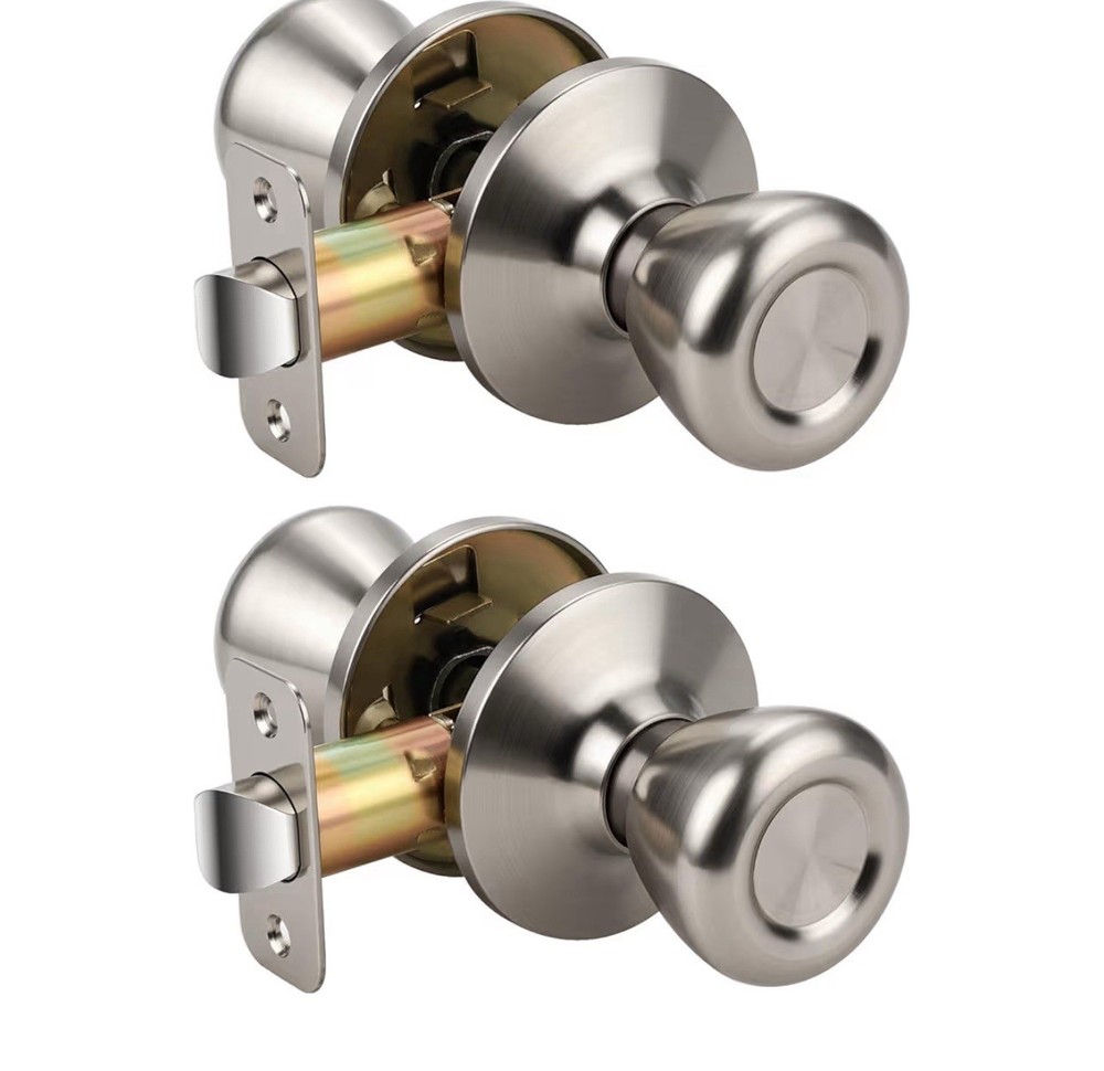 KNOBWELL 2 Pack Passage Door Knobs Brushed Nicke