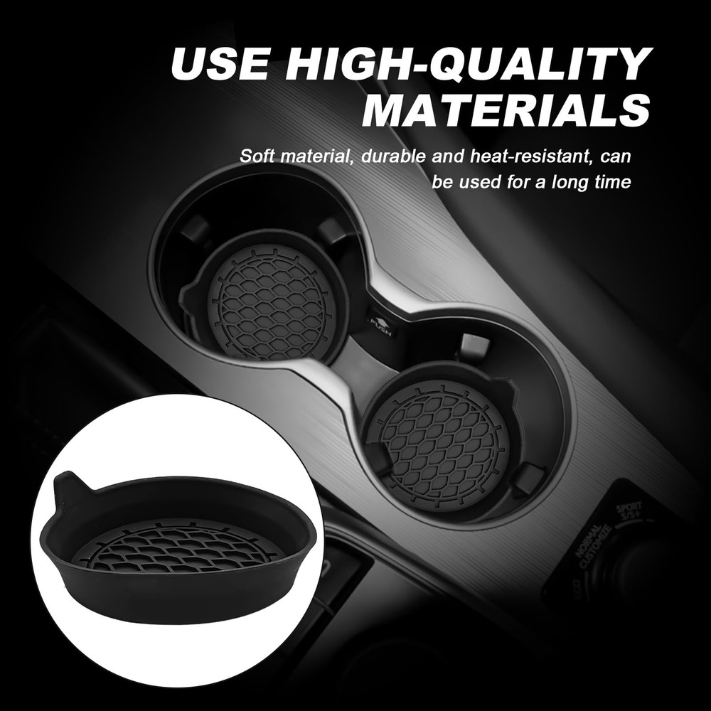 4-Pack Universal Cup Holder Coasters, Black Silicone Inserts - Keep