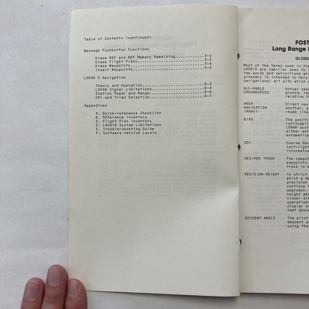 Foster LNS616 Long Range Navigation System Operation Manual