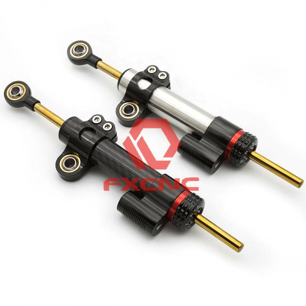 CNC Universal Motorcycle Steering Damper Stabilizer Linear Alumunm Silver 1xPcs