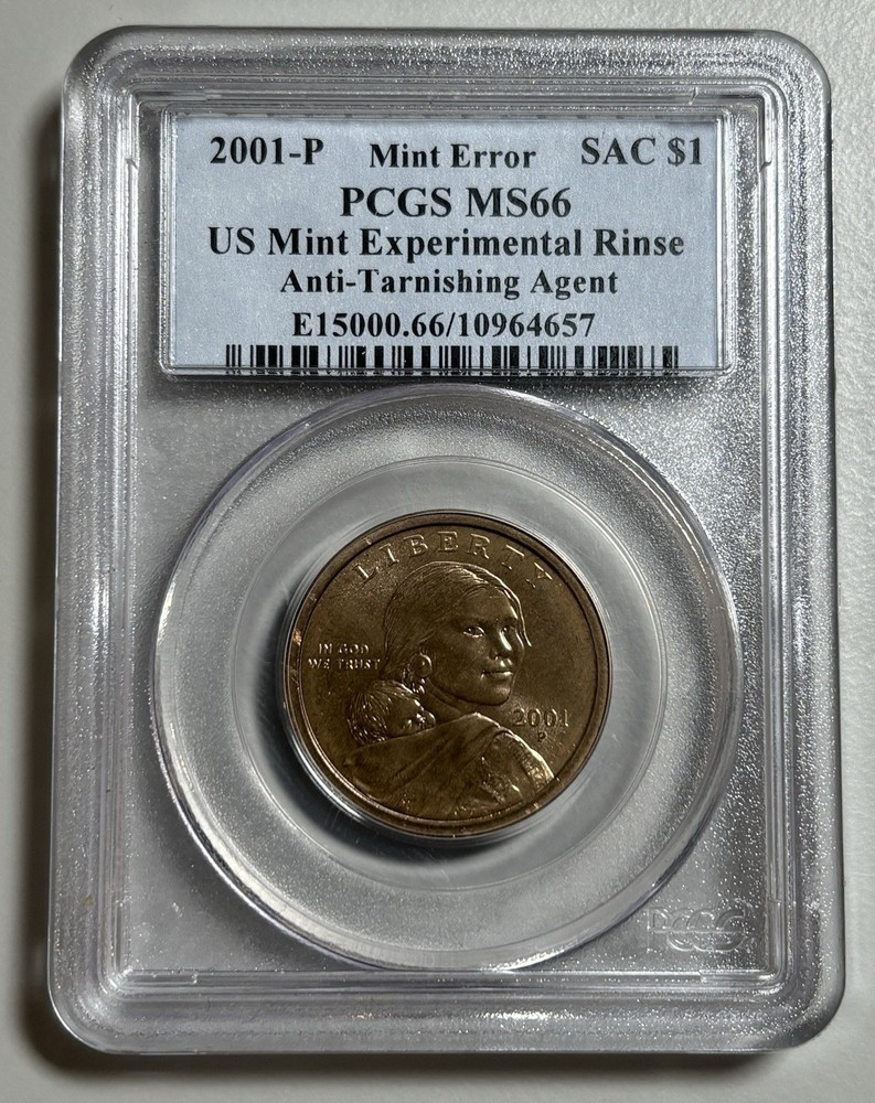 2001-P SACAGAWEA DOLLAR US MINT ERROR EXPERIMENTAL RINSE PCGS MS66
