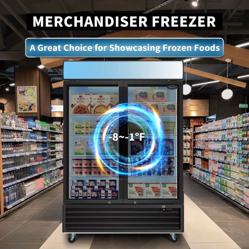 54" Glass Door Merchandiser Freezer 44.7Cu.ft Commercial Display Upright Freezer