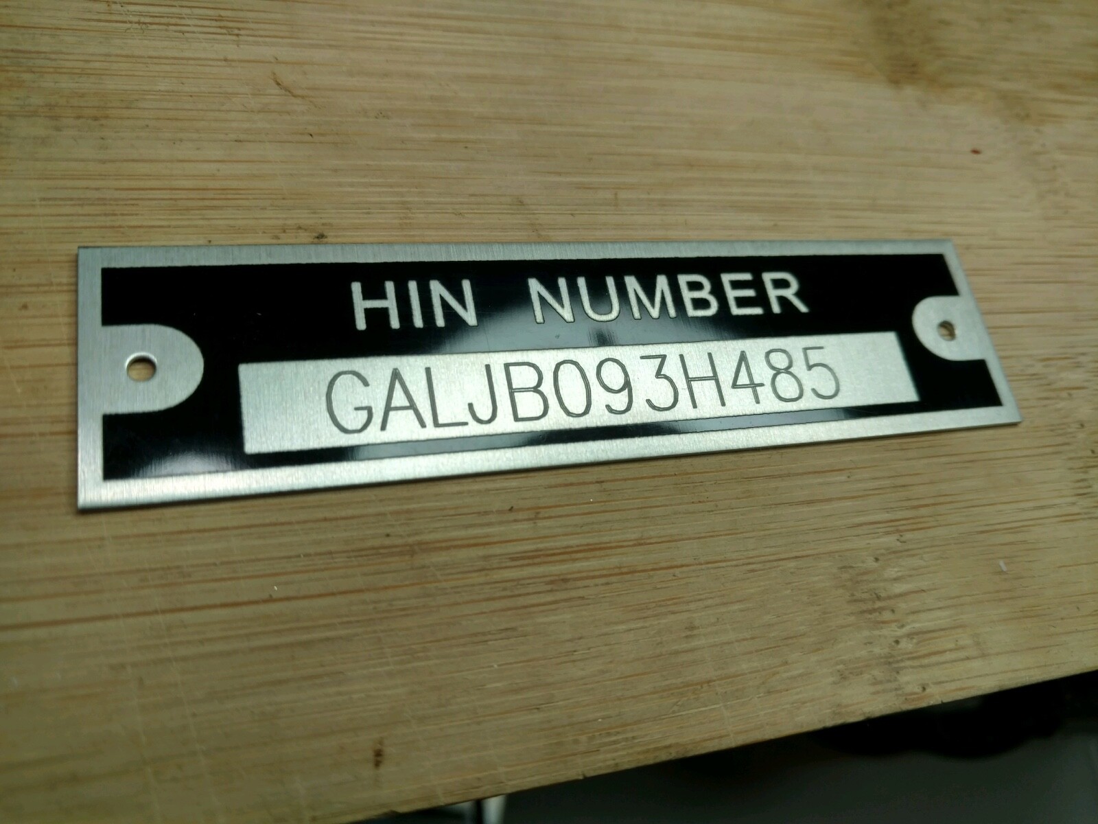 Engraved Premium Quality HIN HULL ID Number Tag Data Plate Boat Yacht